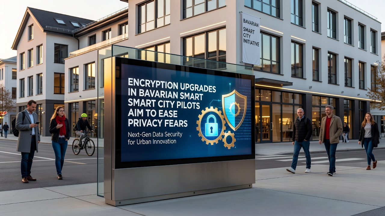 Technicians configuring encrypted servers for Bavarian smart city data centers